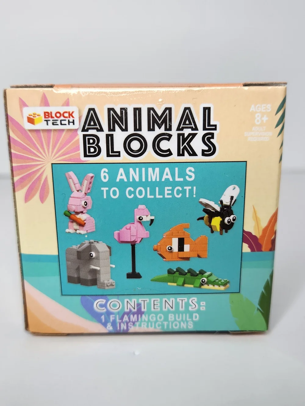 3 Block Tech Animal Blocks Building Sets - Elephant, Bee, Flamingo